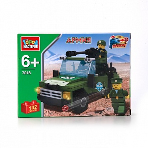 Конструктор - Пикап с пулеметом, 132 деталей (Город Мастеров, UU-7018-Rsim)